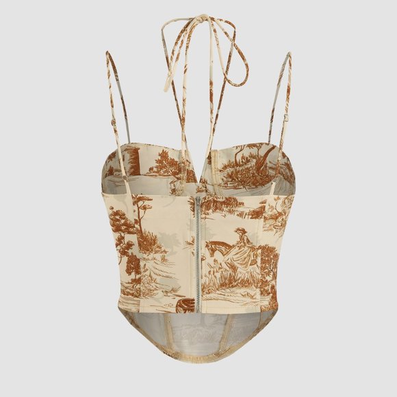 Vintage Printed Corset Crop Top - Picture 4 of 8